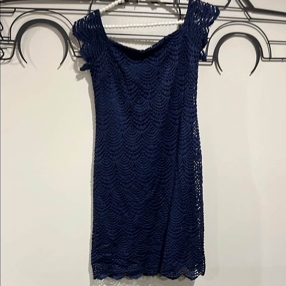 Lilly Pulitzer Blue Off-Shoulder Sheath Mini Dress